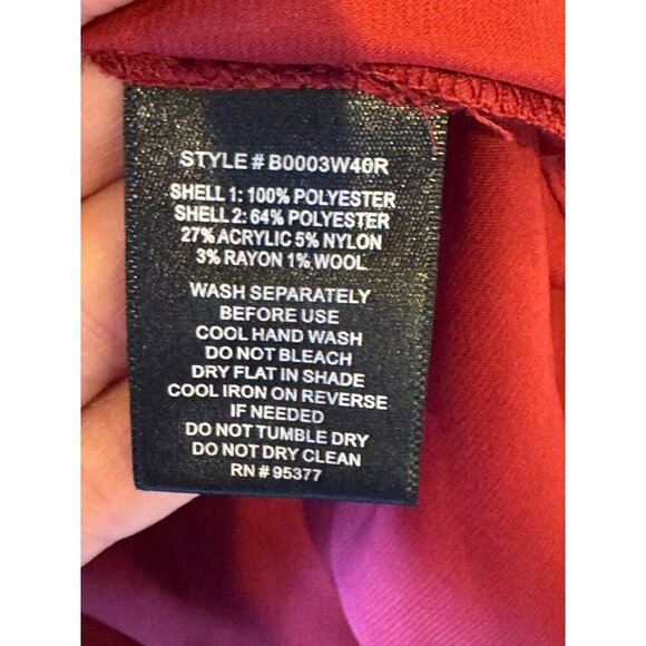 Sanctuary Shirt Women Medium Red Silky Short Tweed Sleeve Back Zip Blouse Preppy - Picture 7 of 7